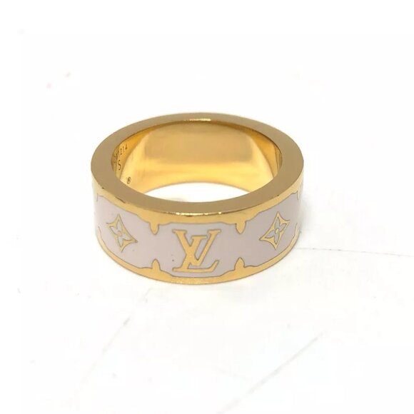 LOUIS VUITTON M1565S Ring-Nano Gram Enamel Ring Metal White - Picture 5 of 6